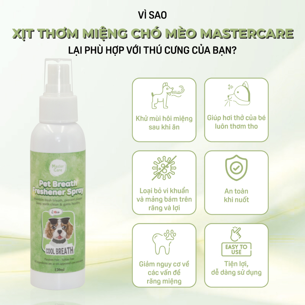 THÔNG TIN XỊT THƠM MIỆNG CHÓ MÈO MASTERCARE